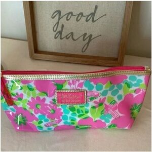 Lilly Pulitzer Estee Lauder Makeup Case Small Zip Bag Pouch Pink Floral